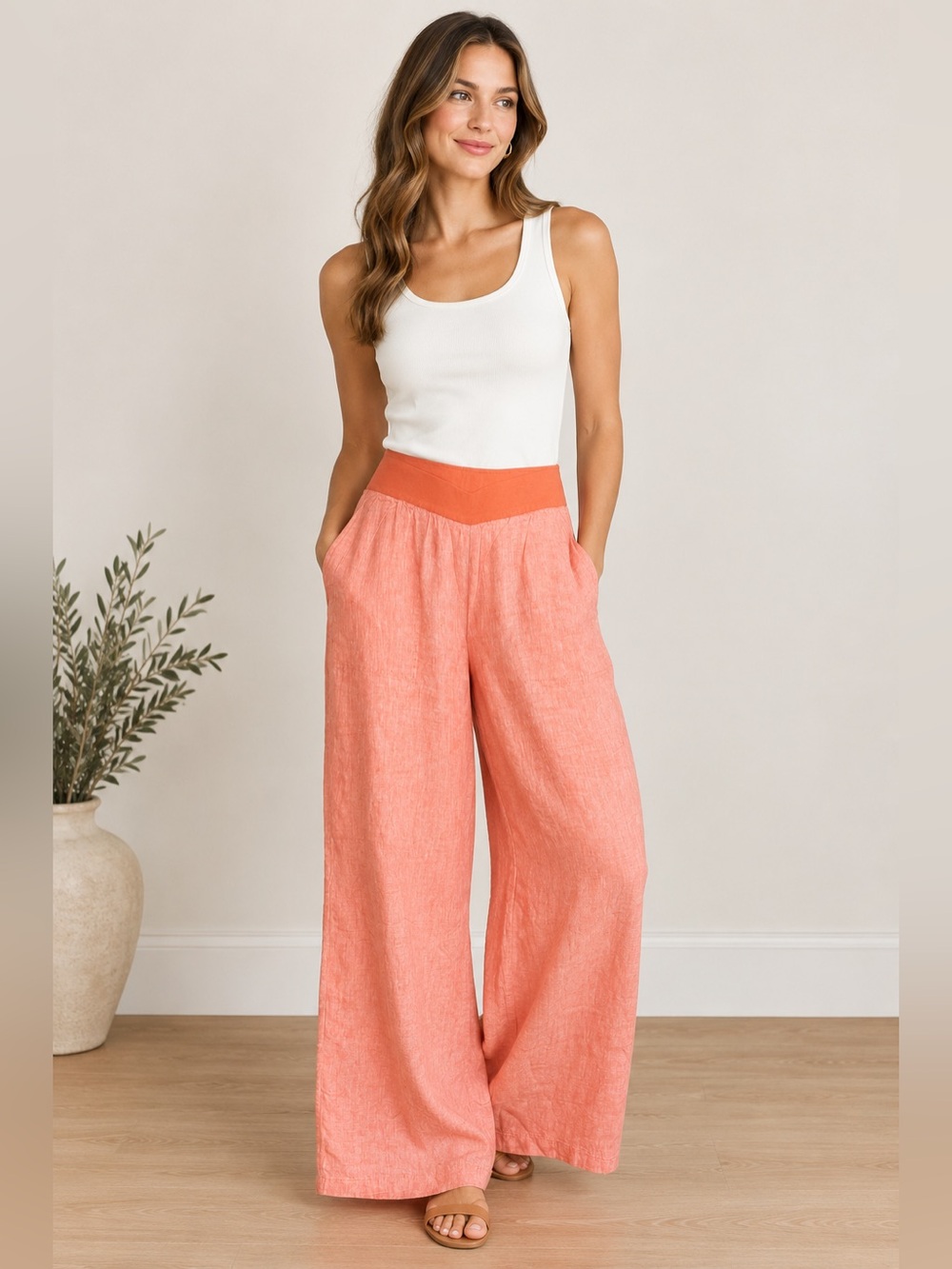 Lands' End Wide Leg Pants in Orange Size 10 Like New